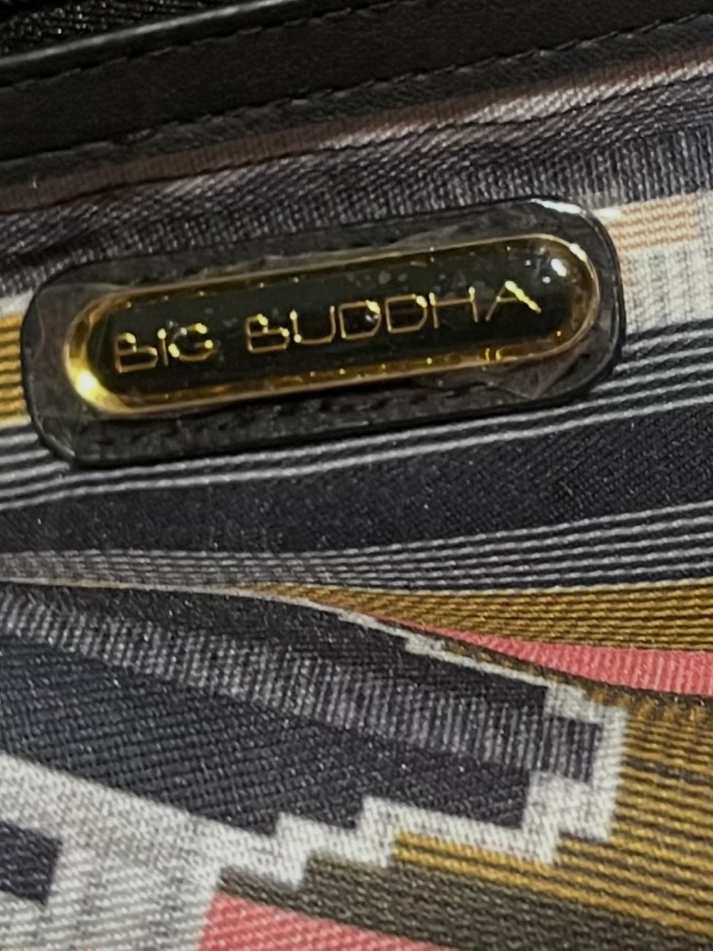Big Buddha Striped Geo Tote in Black, Gold & Coral